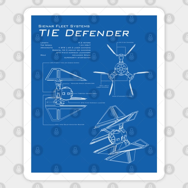 TIE Defender Blueprint Magnet by patrickkingart